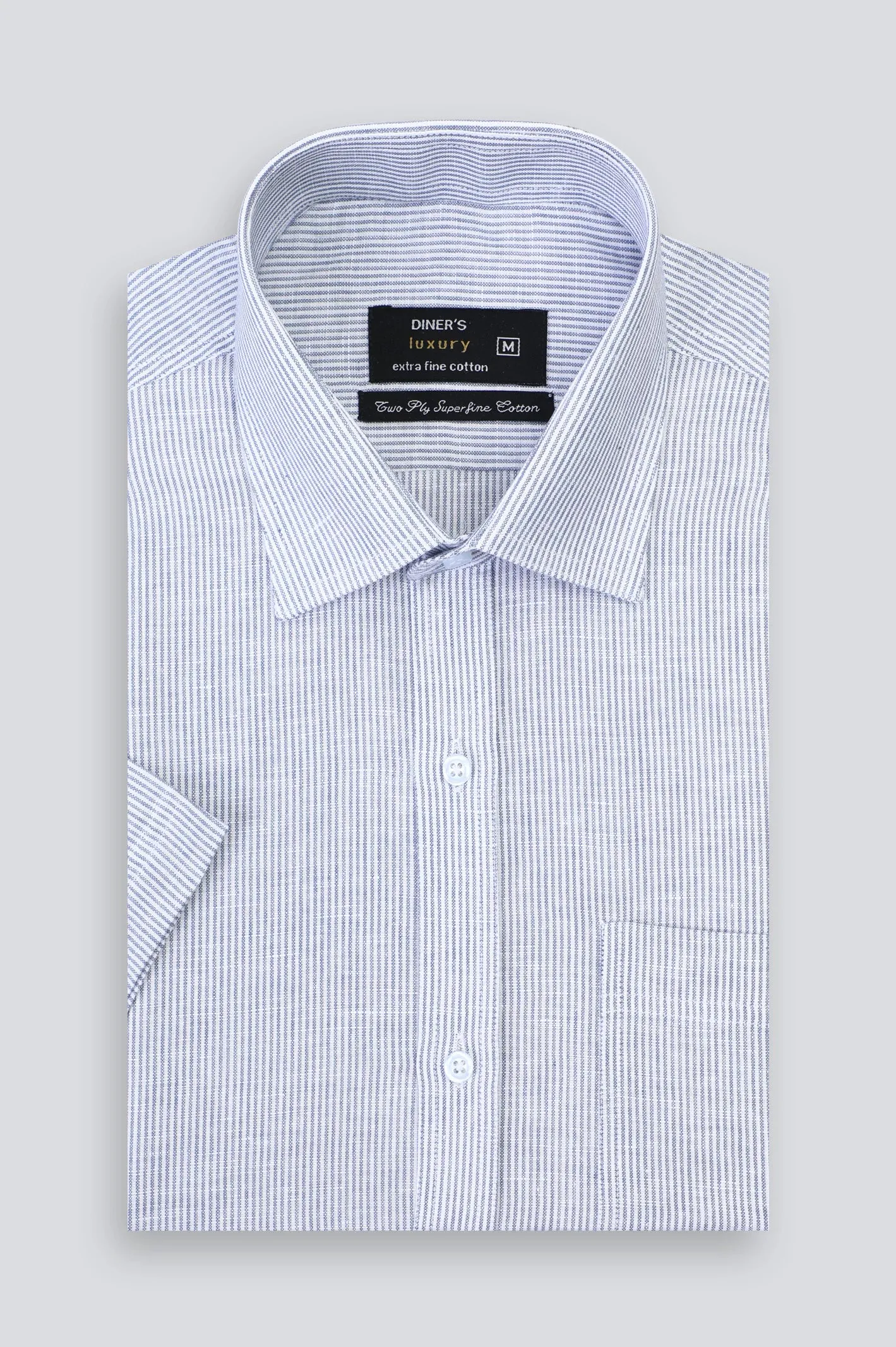 Grey Self Textured Formal Shirt (Half Sleeves)