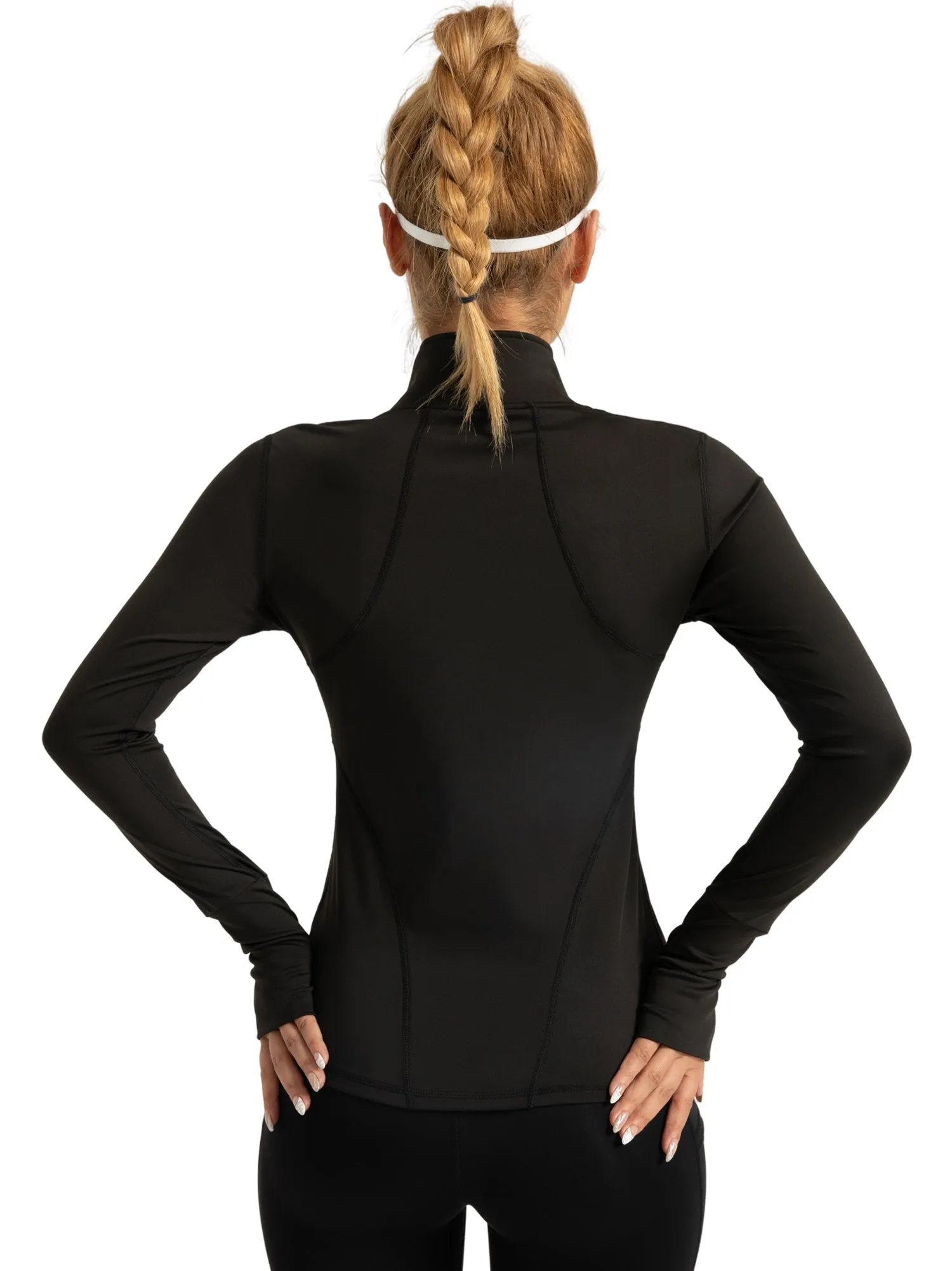Hanerdun Womens Long Sleeve Workout Athletic Jacekts Quick Dry Yoga Coat Solid Zip Activewear