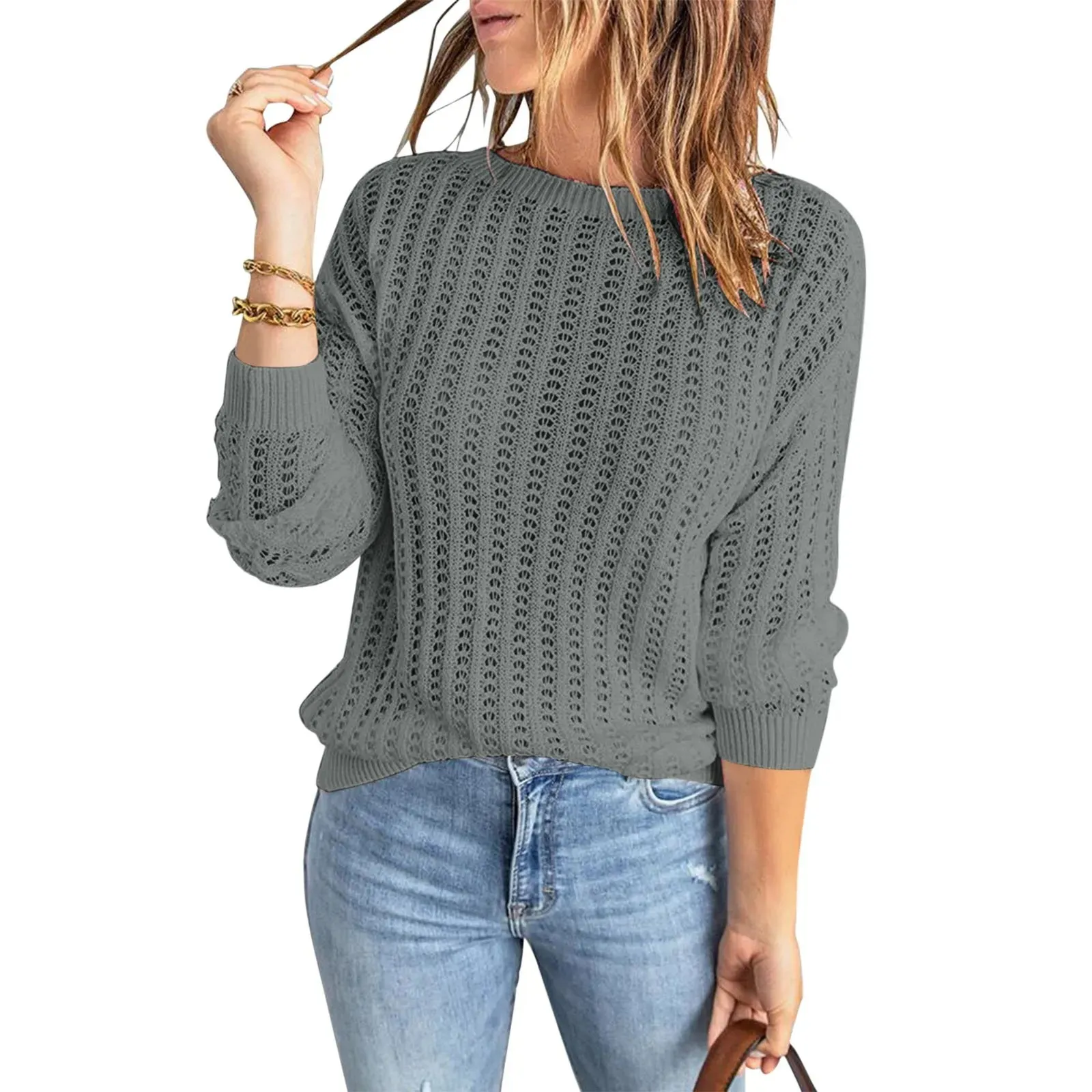 Hollow Knit Pullover Essential Autumn Sweater