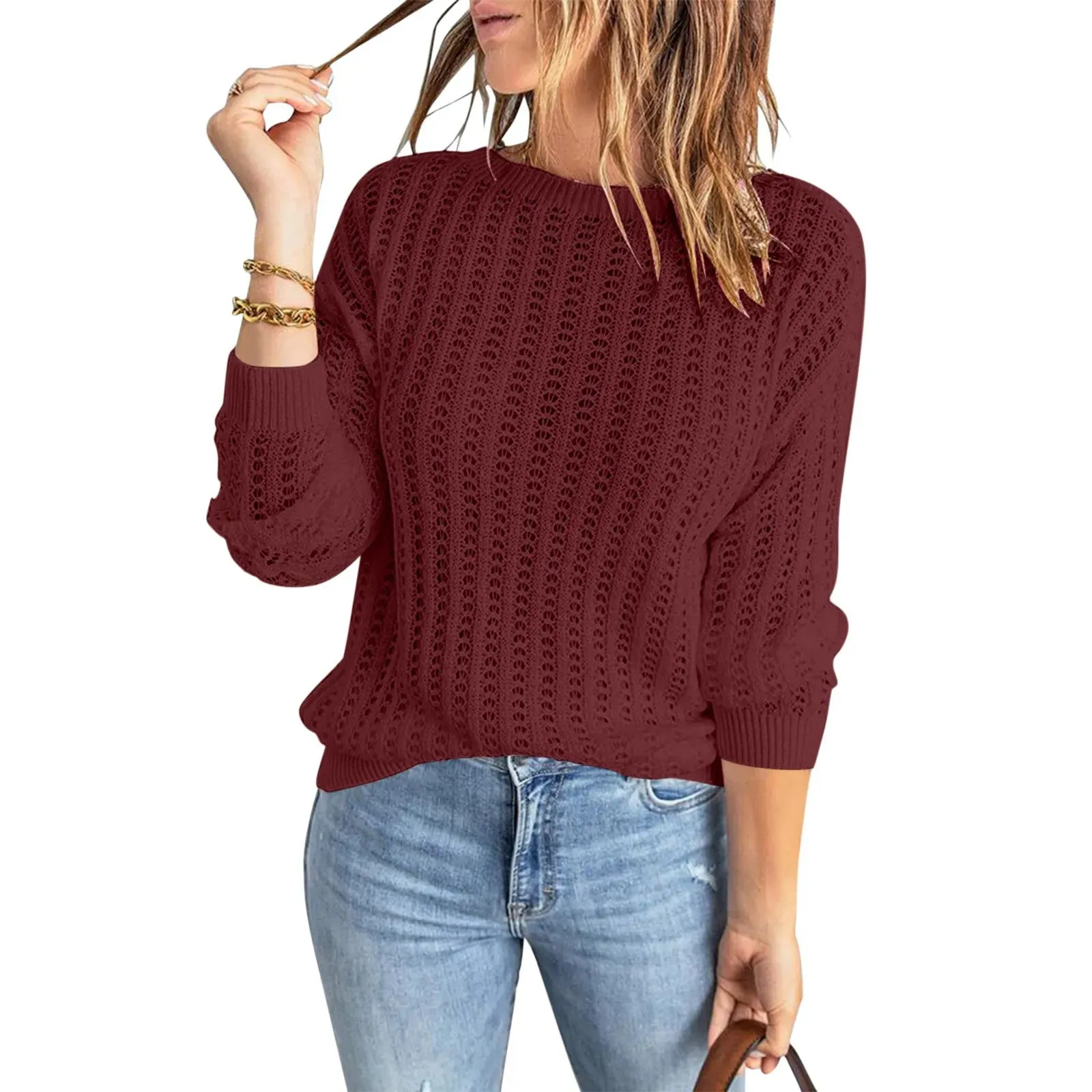 Hollow Knit Pullover Essential Autumn Sweater