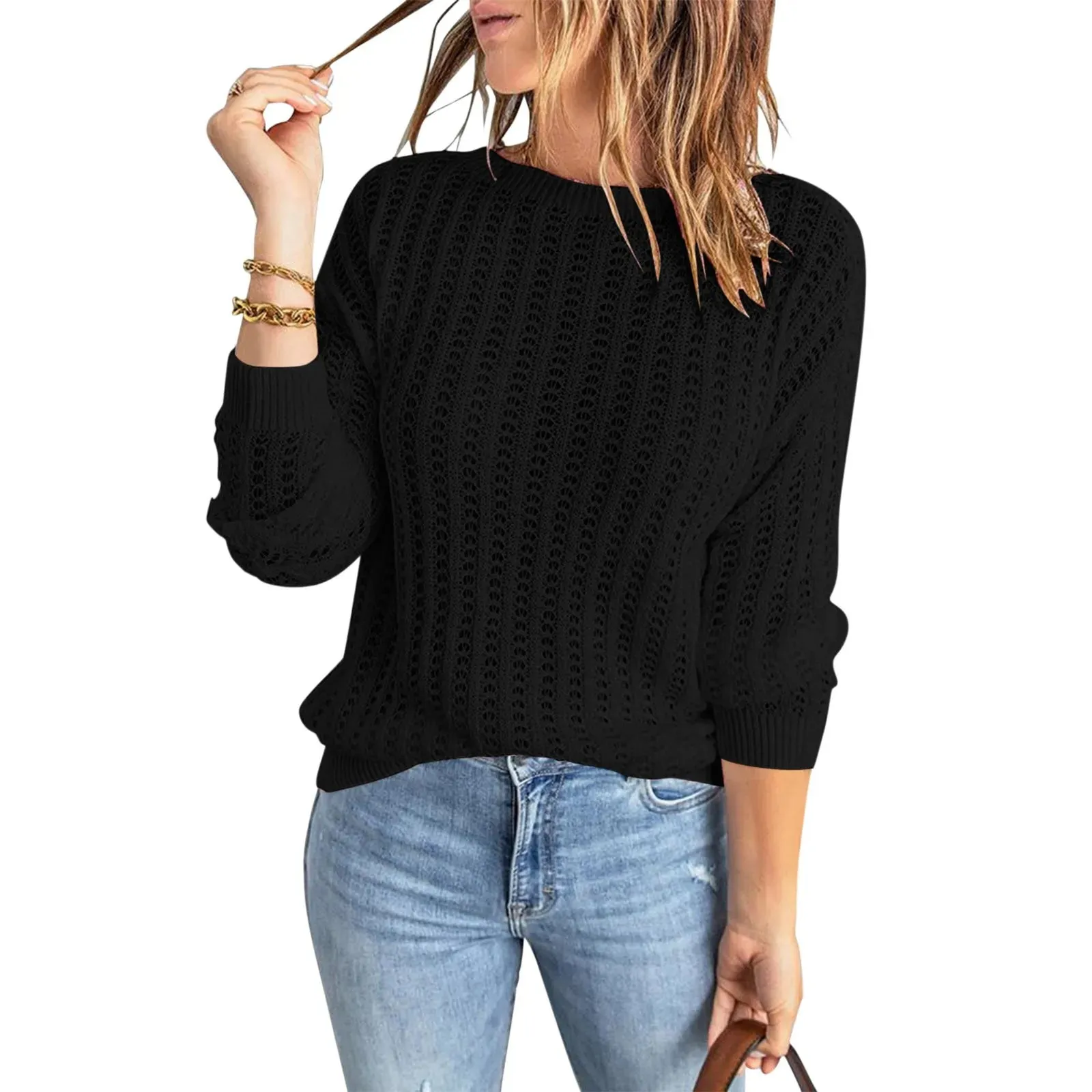 Hollow Knit Pullover Essential Autumn Sweater