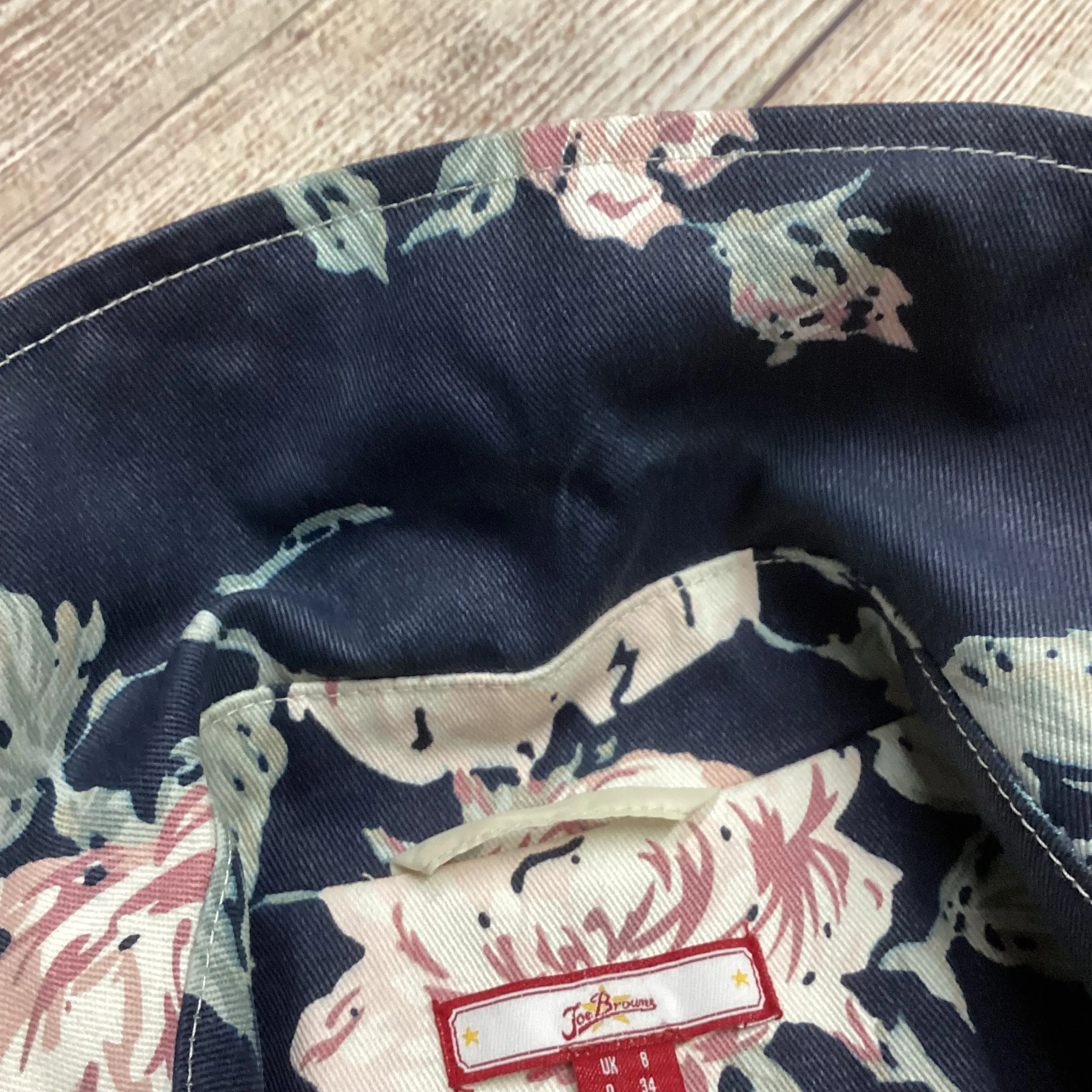 Joe Browns Navy Blue Floral Print Trench Coat Size 8
