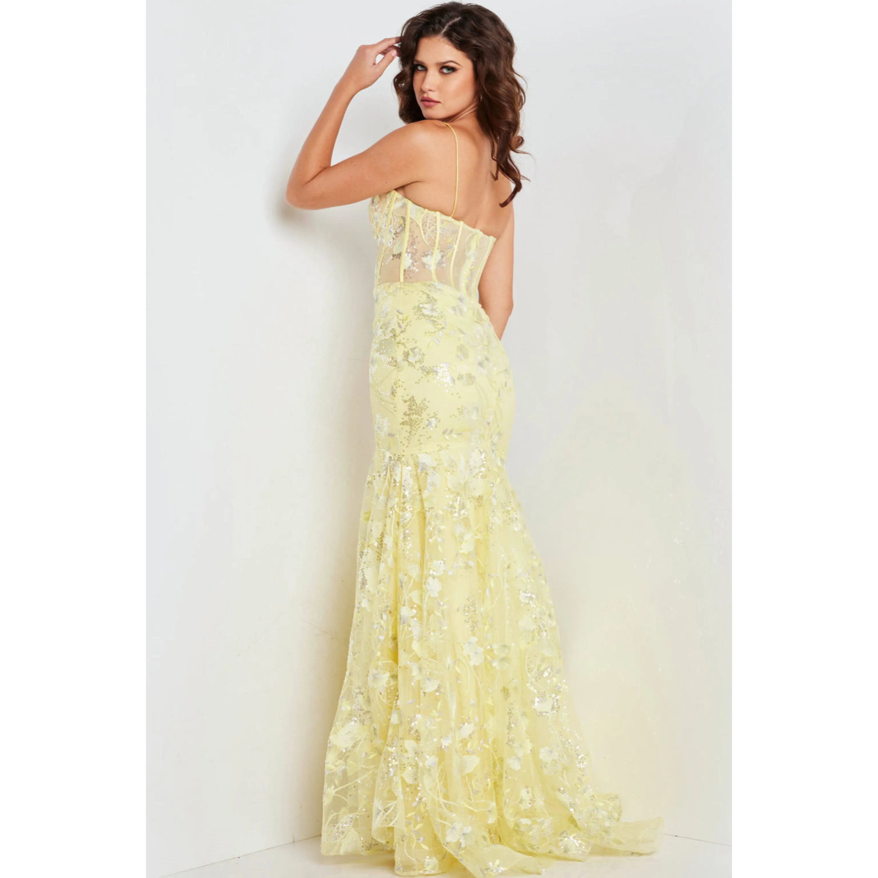 Jovani pale yellow dress, size 0