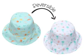Kids UPF50  Patterned Sun Hat - (XS) Fish/Jellyfish