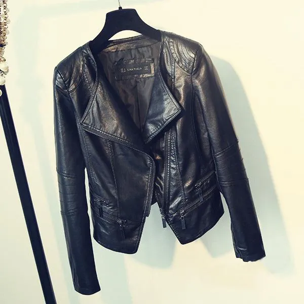 Leather Jackets Fitaylor Spring Autumn Ladies Motorcycle Leather Jackets