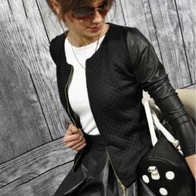 Leather Jackets Press Cotton   Women Long Sleeve Autumn Winter Coat