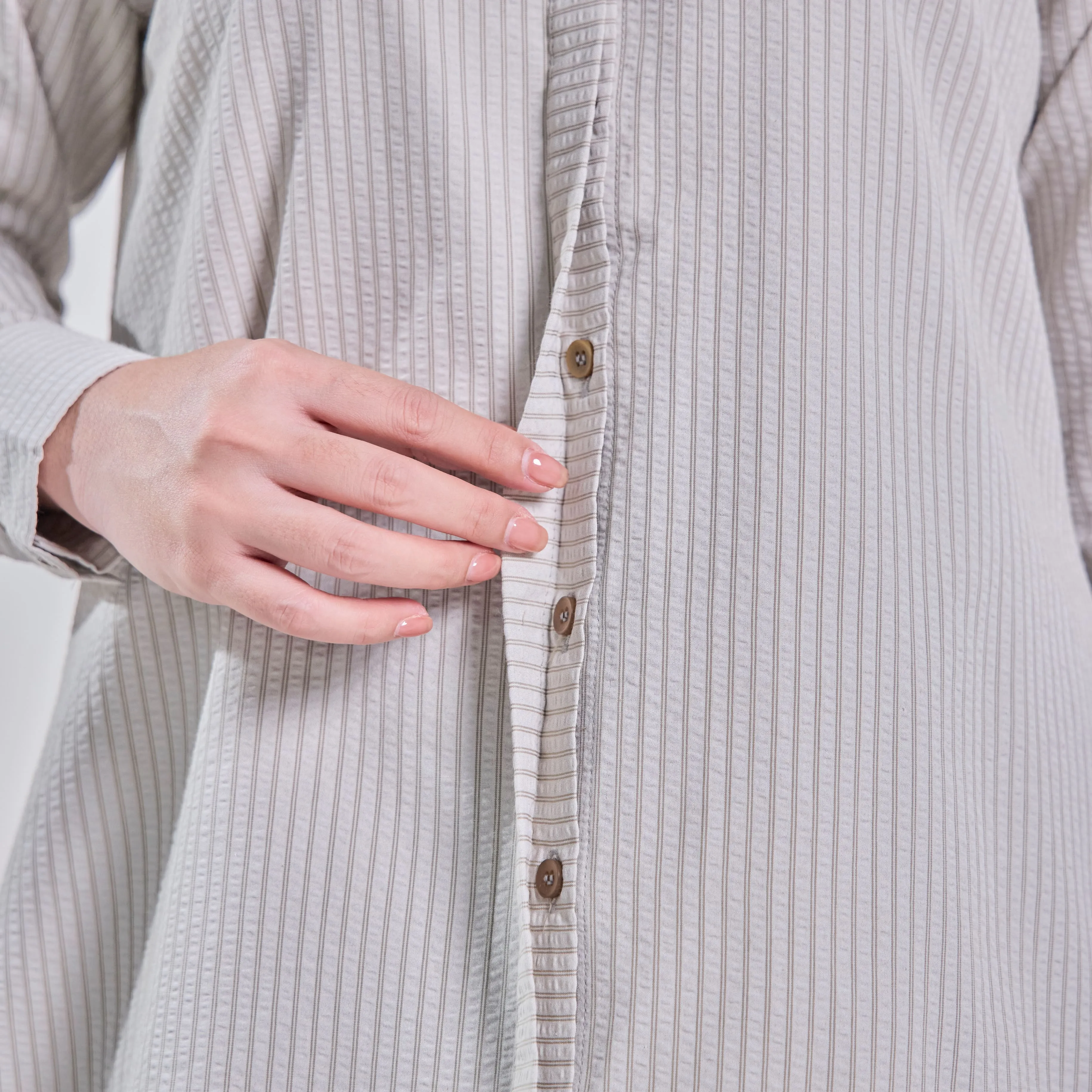 Liara Sheersucker Blouse - Grey Stripe