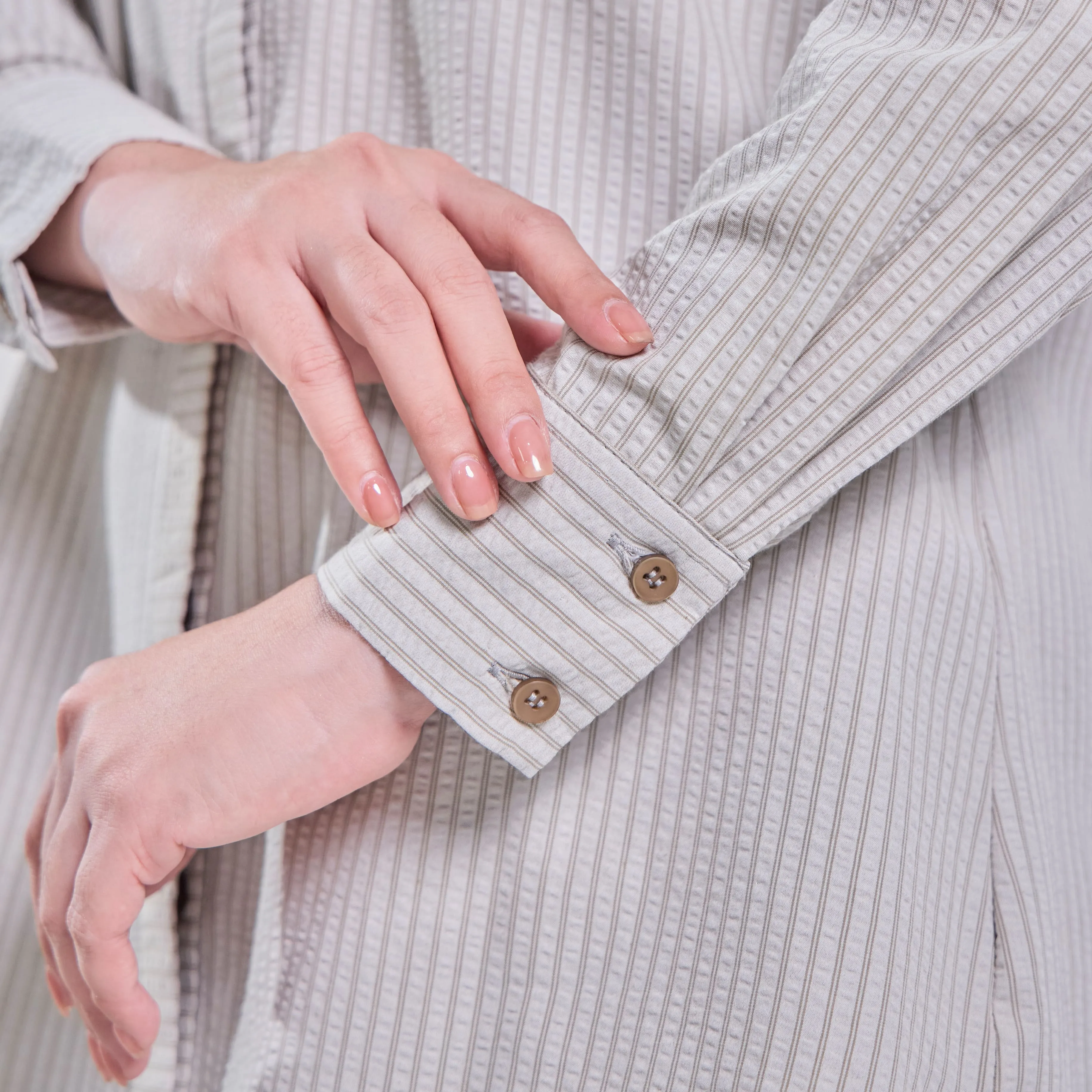 Liara Sheersucker Blouse - Grey Stripe