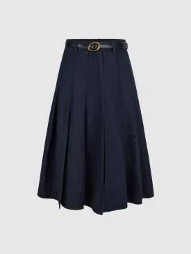 Maxi Denim Pleated Skirts
