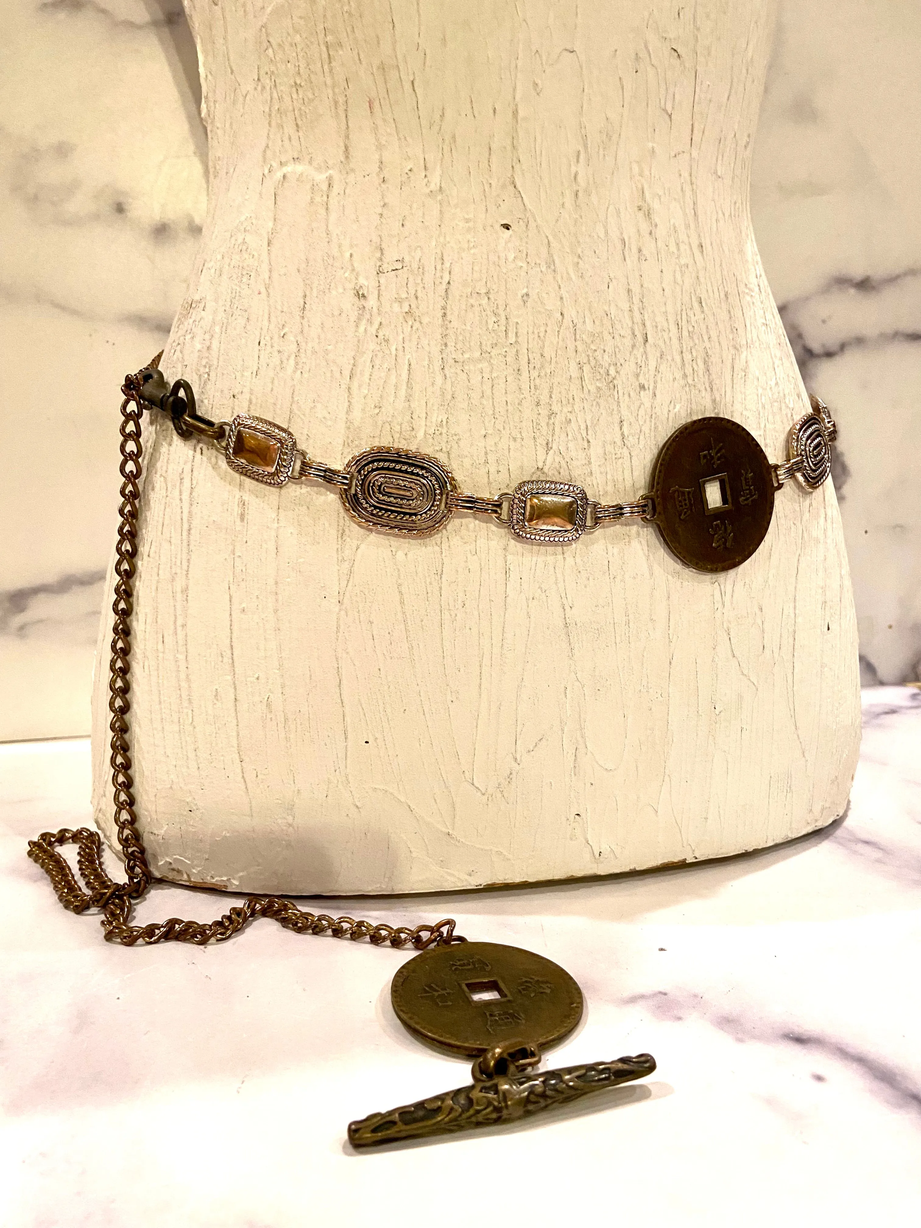 Metal two tone color waist belt