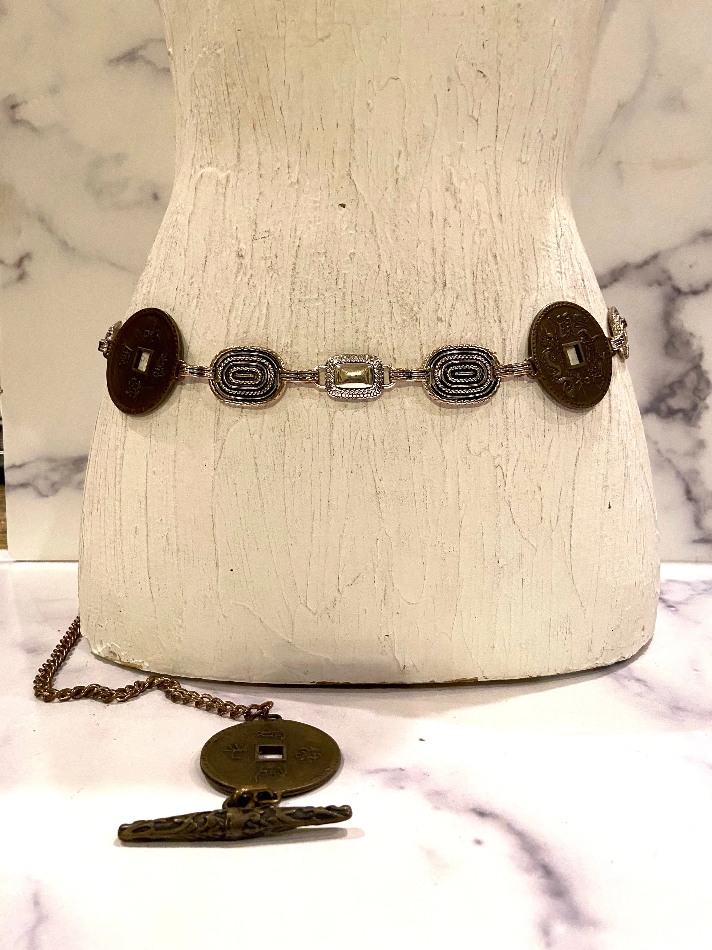 Metal two tone color waist belt
