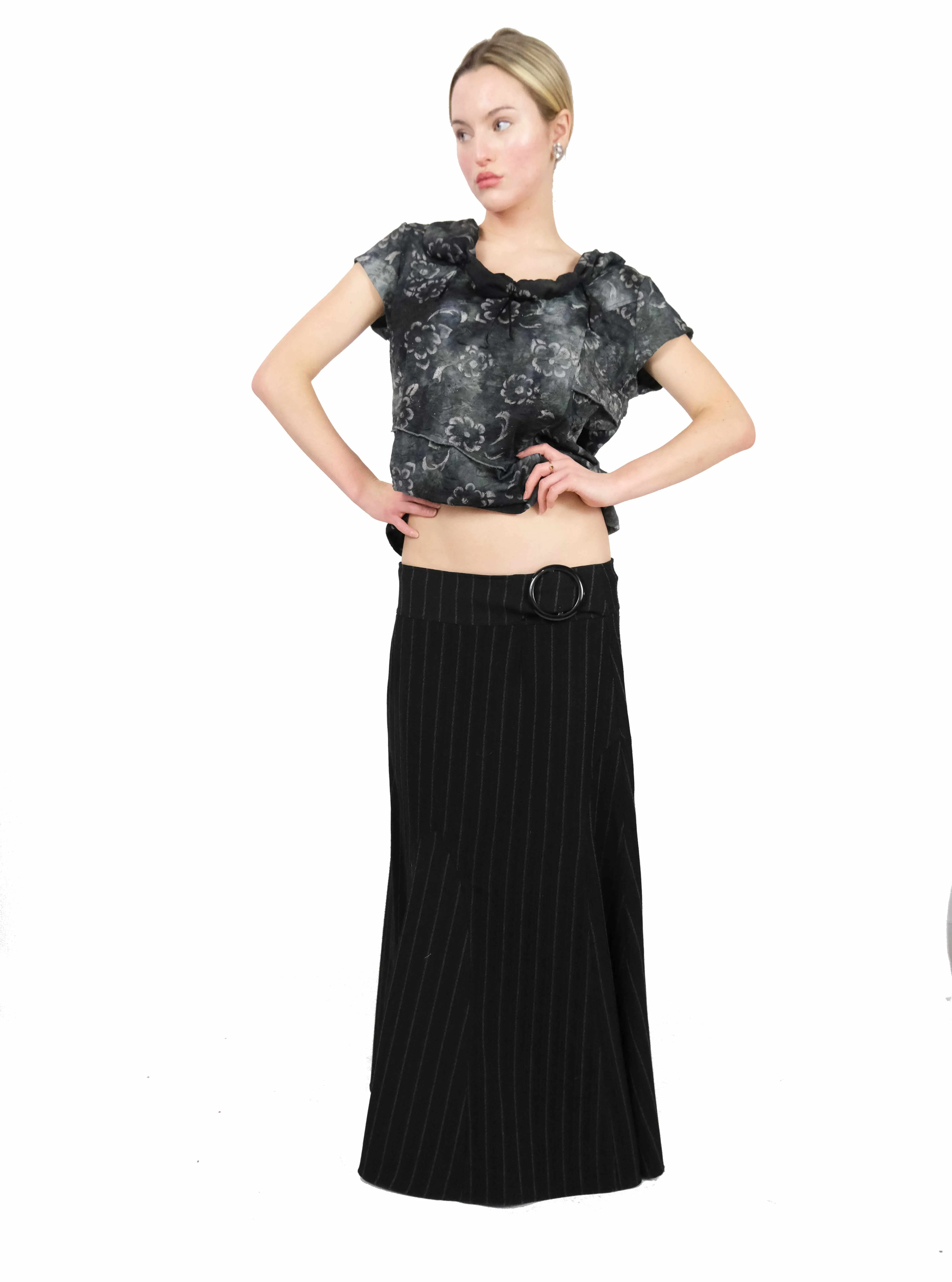 Noir Pinstripe Maxi Skirt (Small)