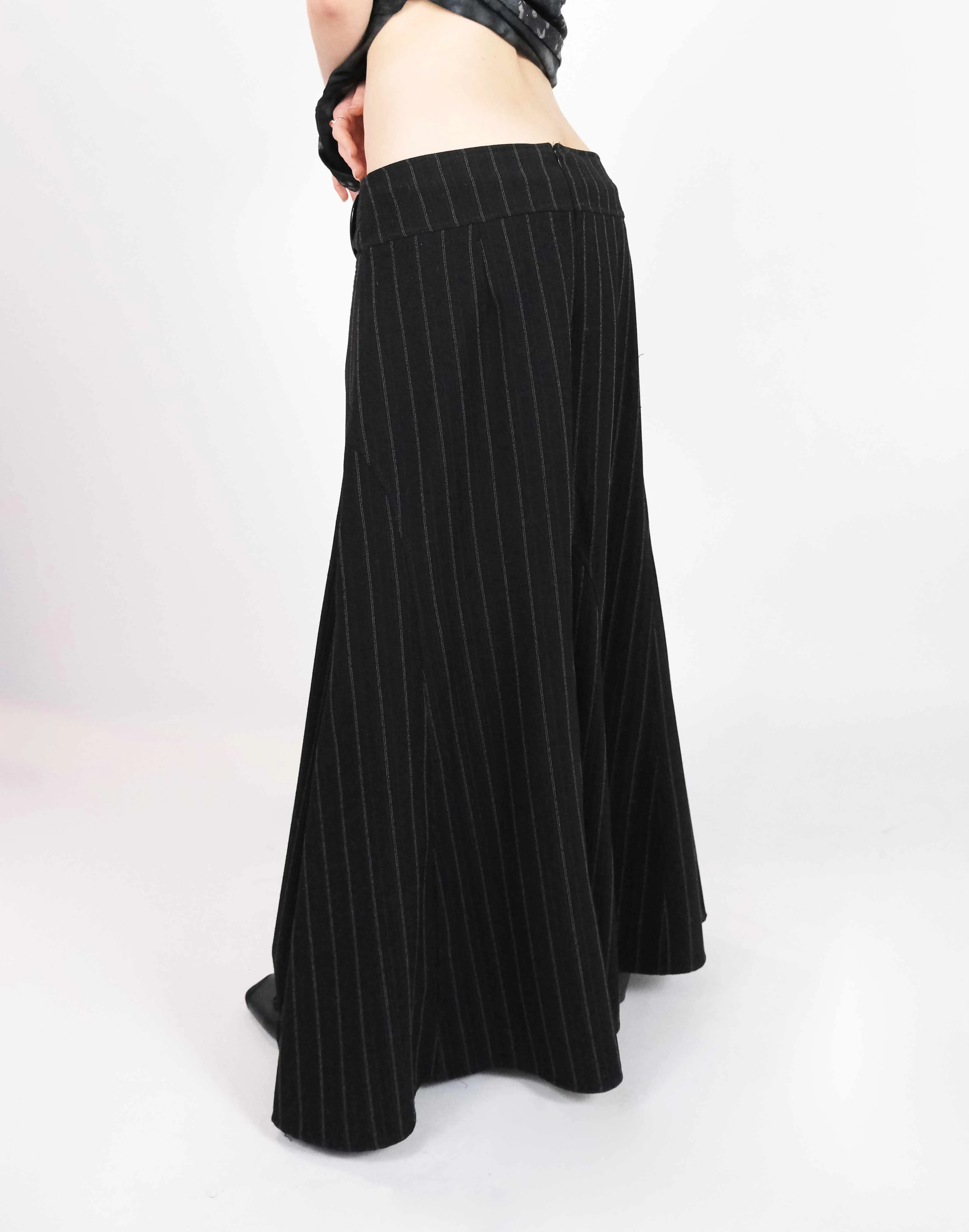 Noir Pinstripe Maxi Skirt (Small)