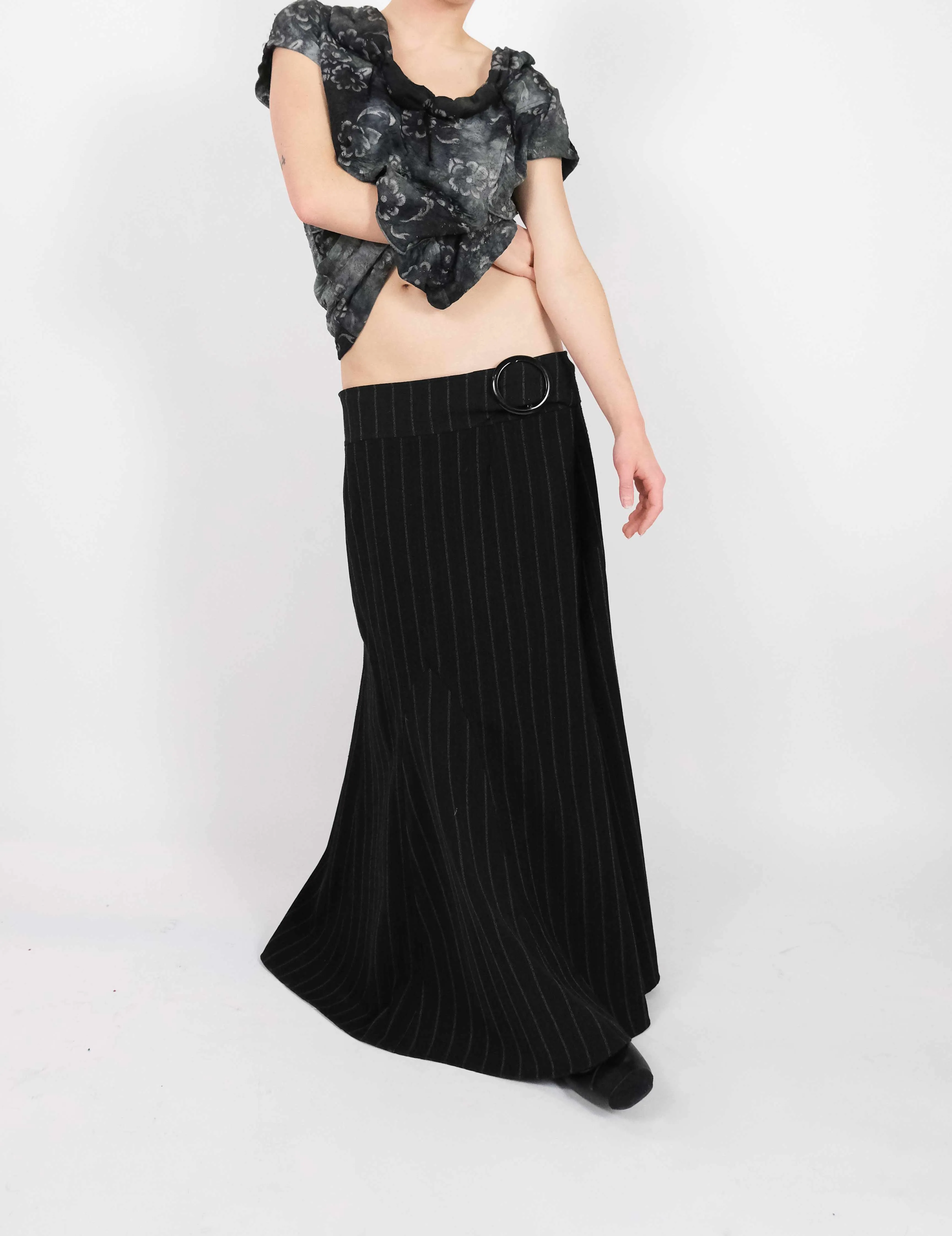 Noir Pinstripe Maxi Skirt (Small)