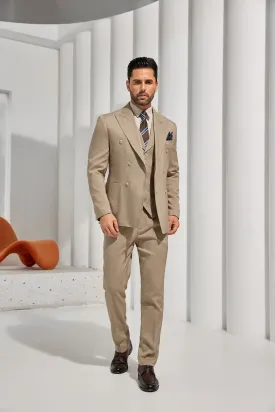 Peak Lapel Double Breasted 3 Pieces Men Suits 2565