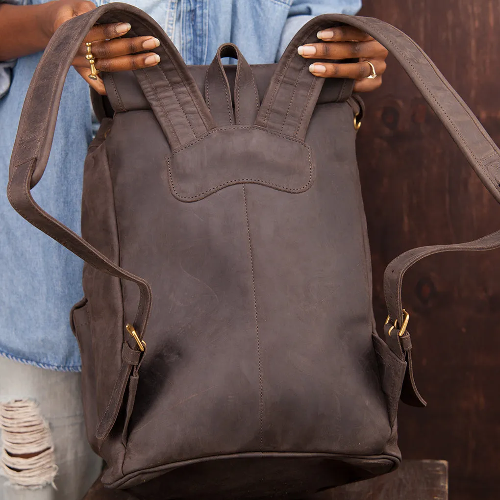 Pull-up Leather Moshi Backpack