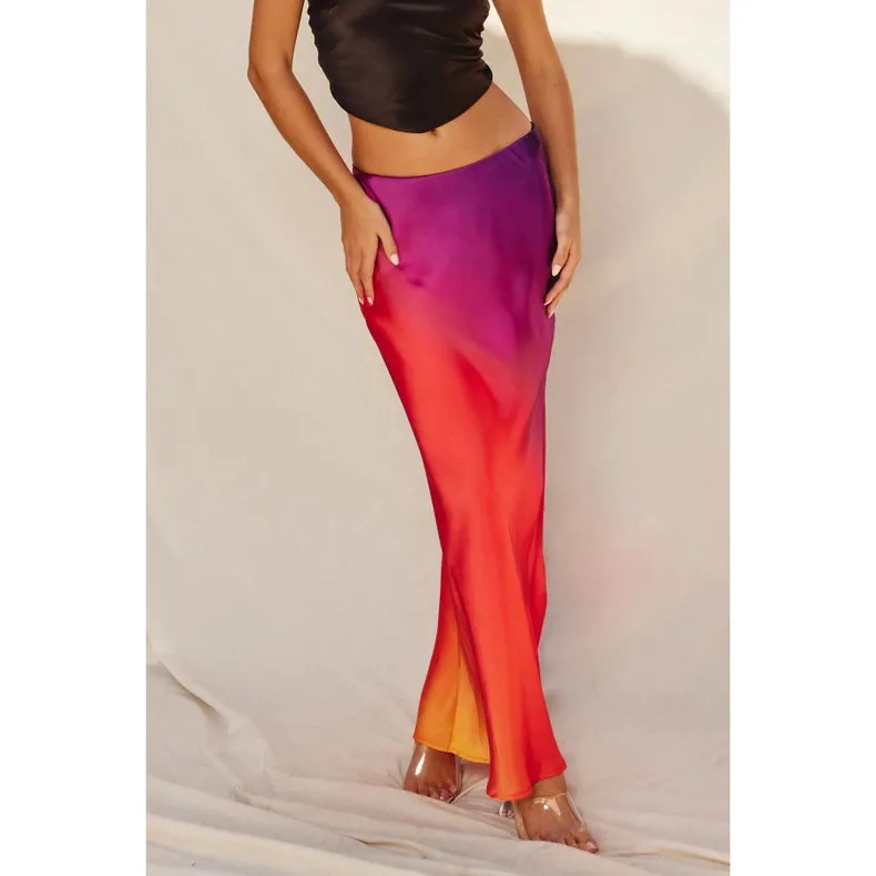 Radiance Ombre Pull On Maxi Skirt SUNSET COSMO