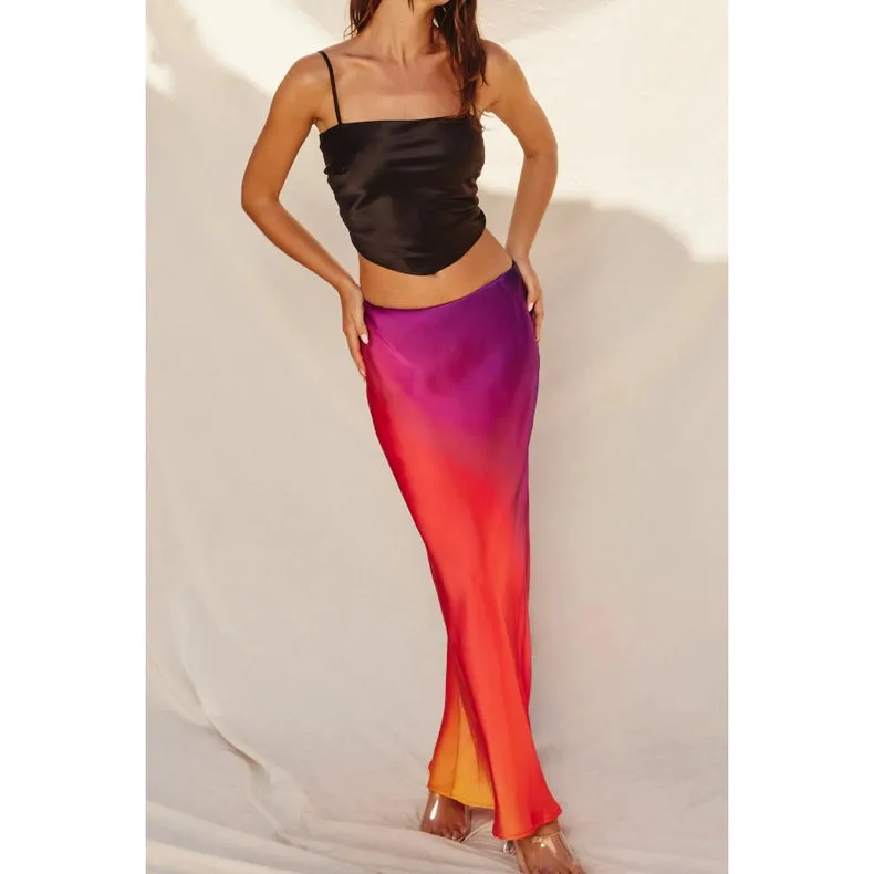 Radiance Ombre Pull On Maxi Skirt SUNSET COSMO