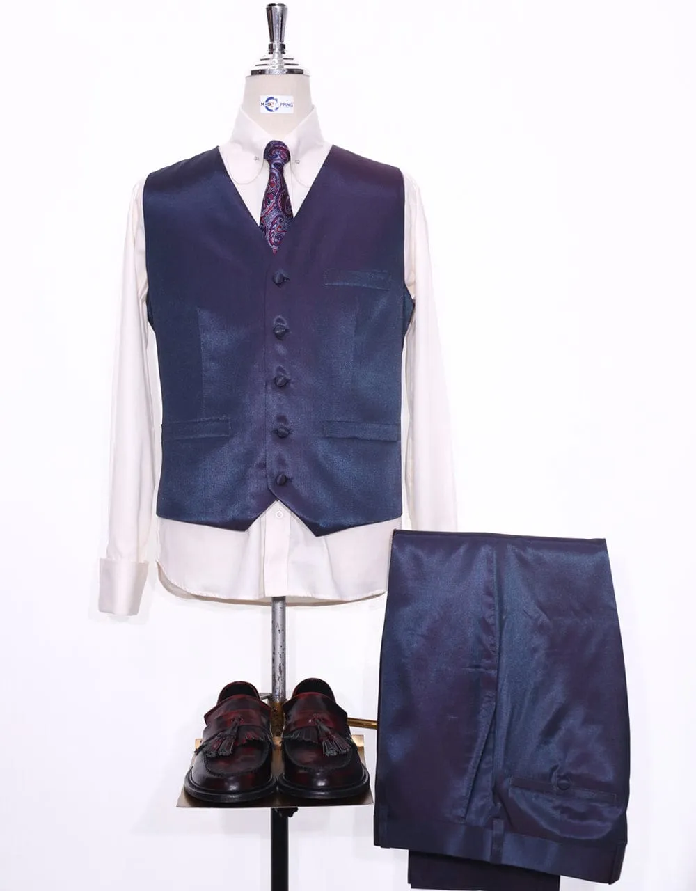 Red and Blue Two Tone 3 Piece Suit