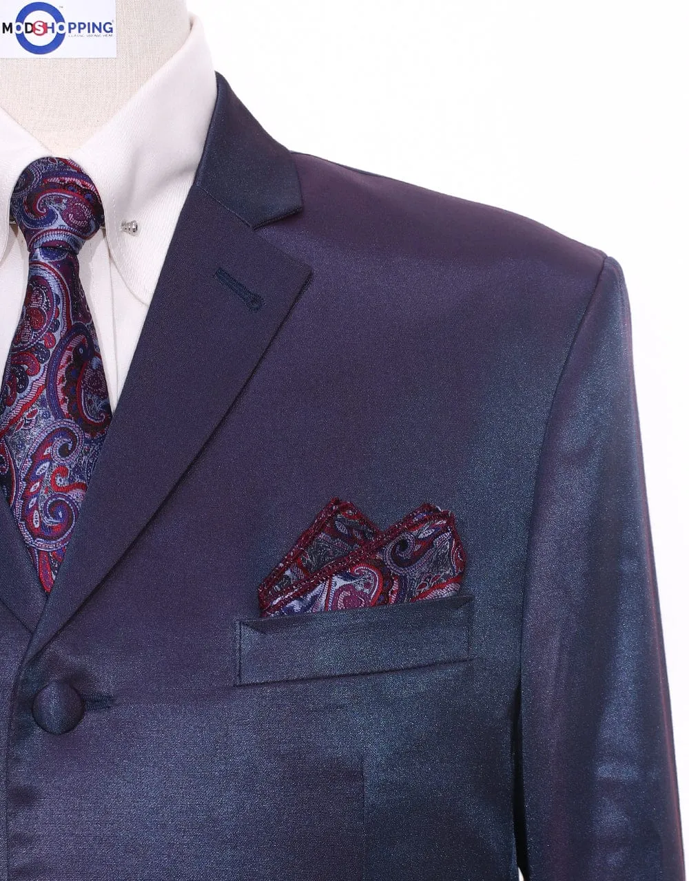 Red and Blue Two Tone 3 Piece Suit