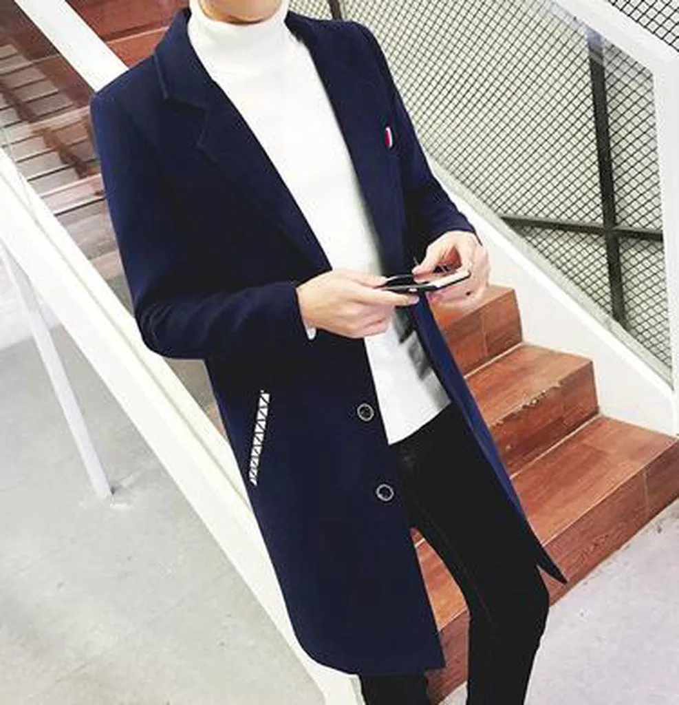 Red Coats Man Vintage Long Trench Coats for Mens Blue British Style Long Jacket Mens Coats Elegant Gentleman Grey Khaki Black