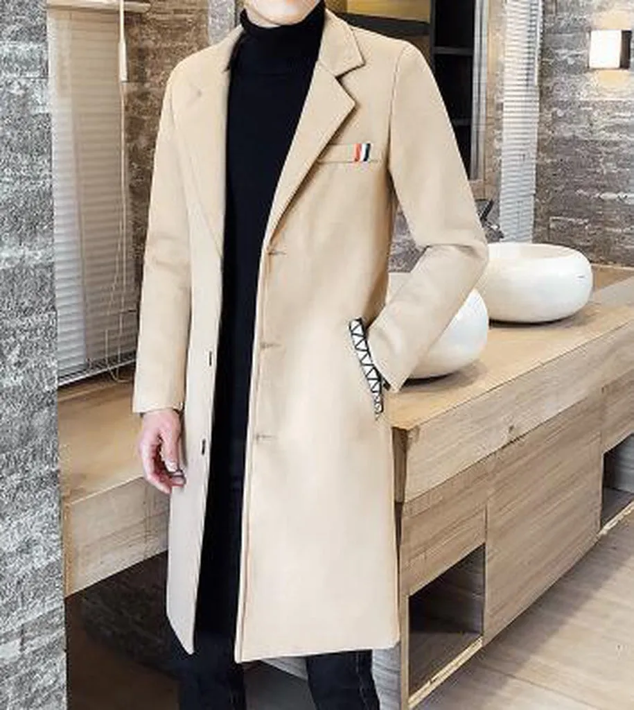 Red Coats Man Vintage Long Trench Coats for Mens Blue British Style Long Jacket Mens Coats Elegant Gentleman Grey Khaki Black