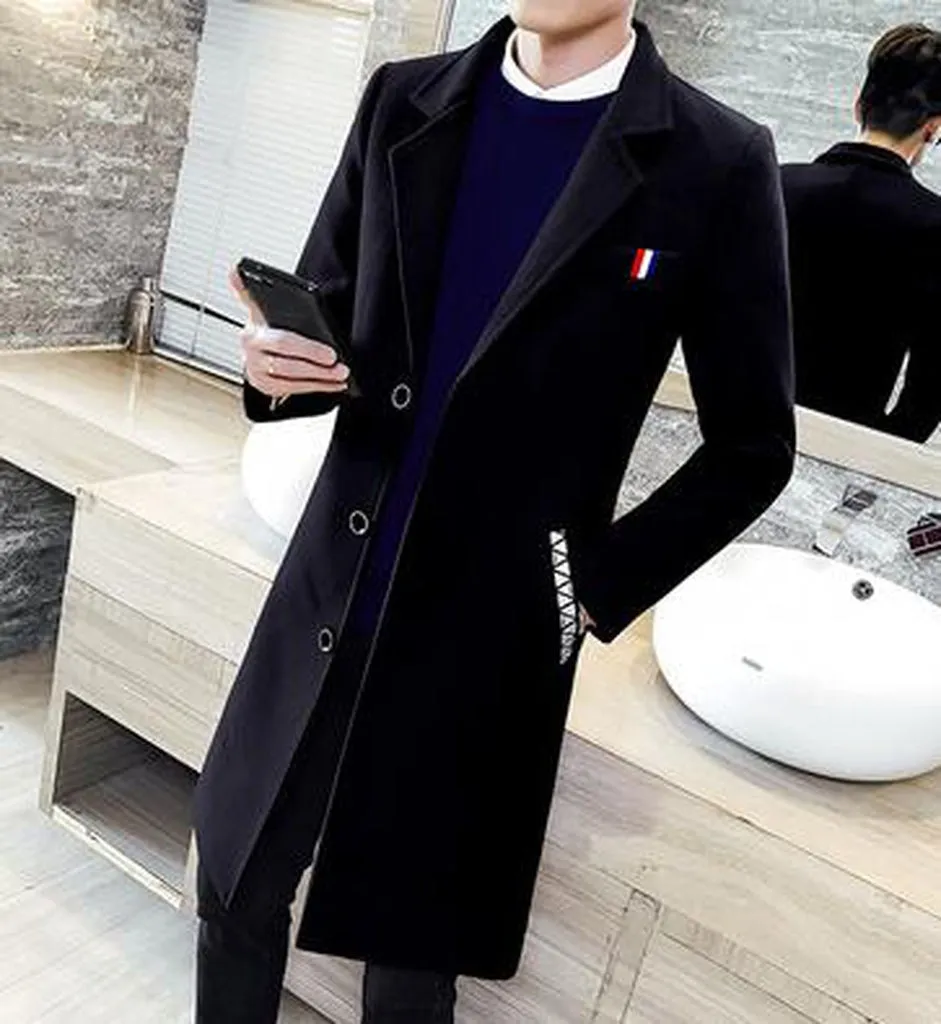 Red Coats Man Vintage Long Trench Coats for Mens Blue British Style Long Jacket Mens Coats Elegant Gentleman Grey Khaki Black