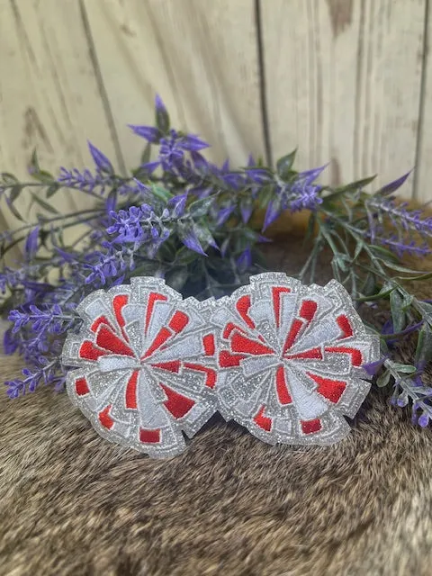 Red Glitter Pom Pom Patches