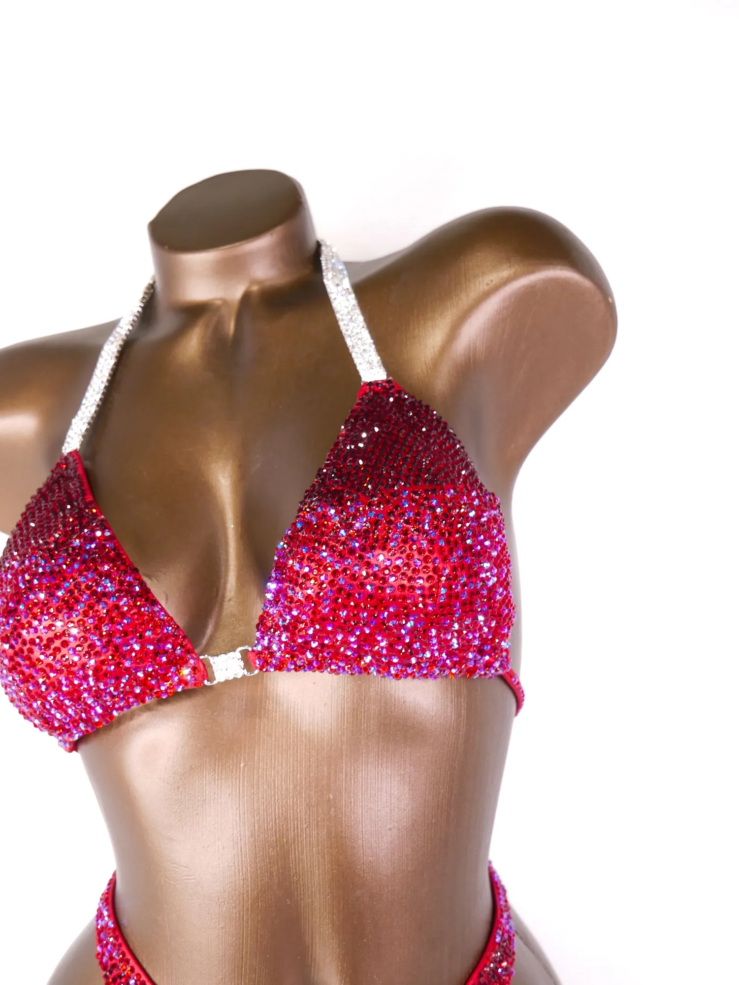 Red Metallic Ombre Figure Competition Suit