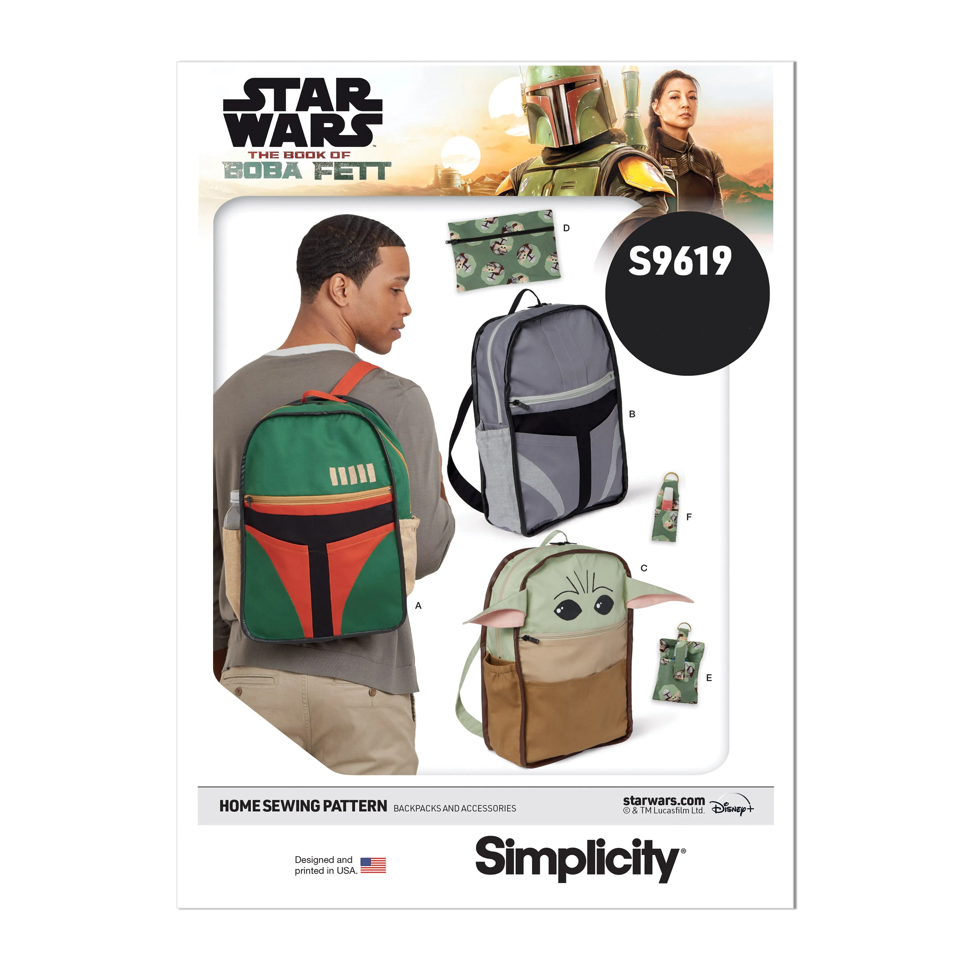 Simplicity pattern 9619 Disney Star Wars Backpacks and Accessories