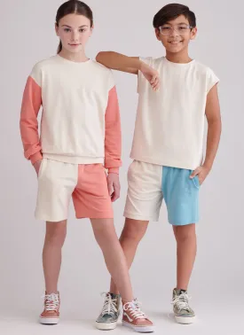 Simplicity sewing pattern 9801 Girls' and Boys' Sweatshirts and Shorts