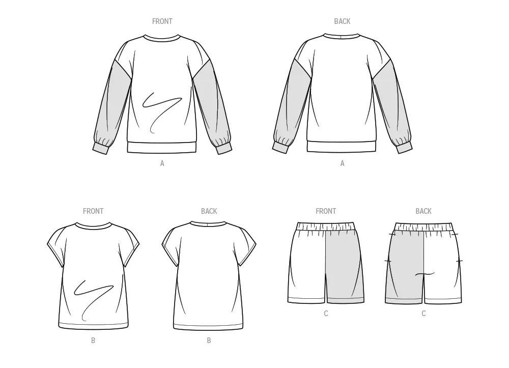 Simplicity sewing pattern 9801 Girls' and Boys' Sweatshirts and Shorts
