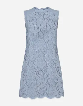 Sleeveless Floral Lace A-Line Dress With DG Logo