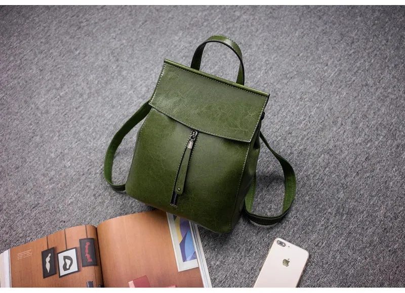 Split Leather Women Vintage Backpack