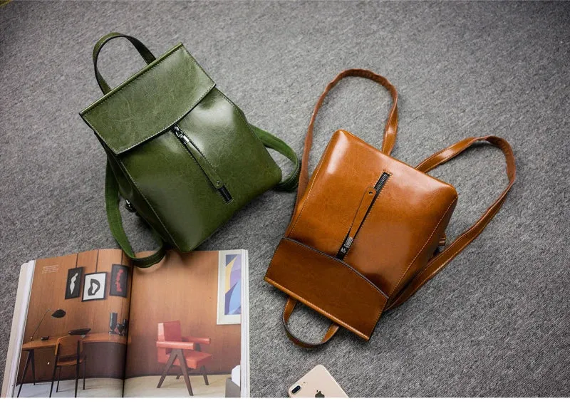 Split Leather Women Vintage Backpack