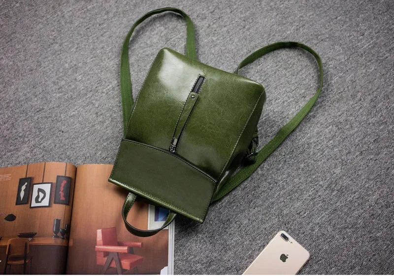 Split Leather Women Vintage Backpack