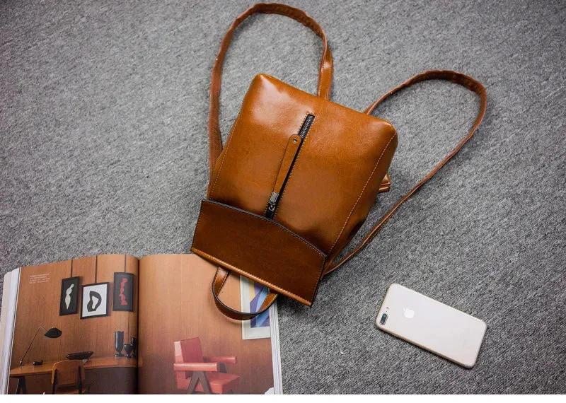 Split Leather Women Vintage Backpack