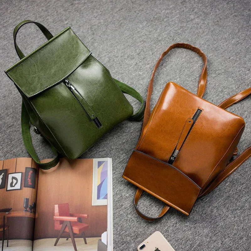 Split Leather Women Vintage Backpack