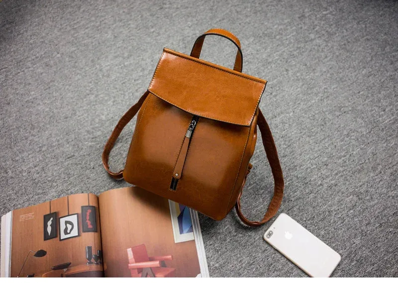 Split Leather Women Vintage Backpack