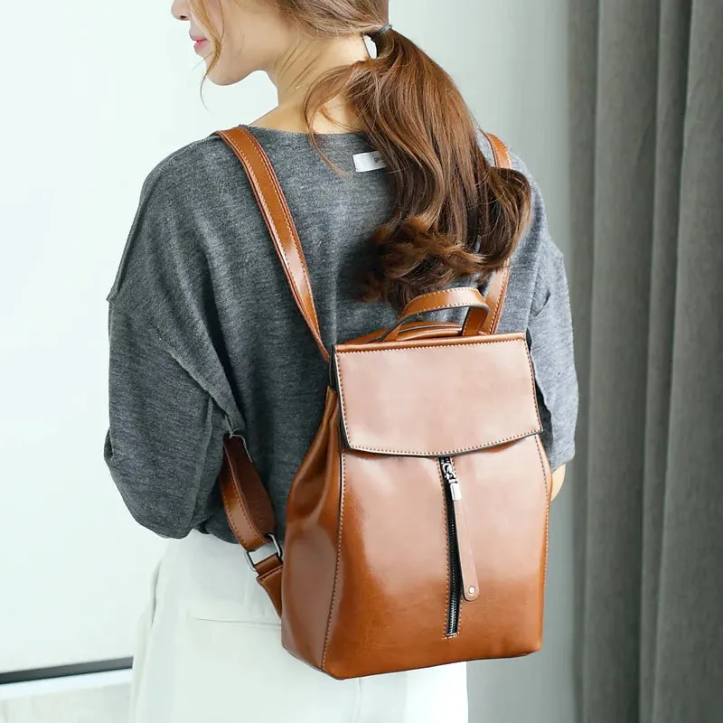 Split Leather Women Vintage Backpack