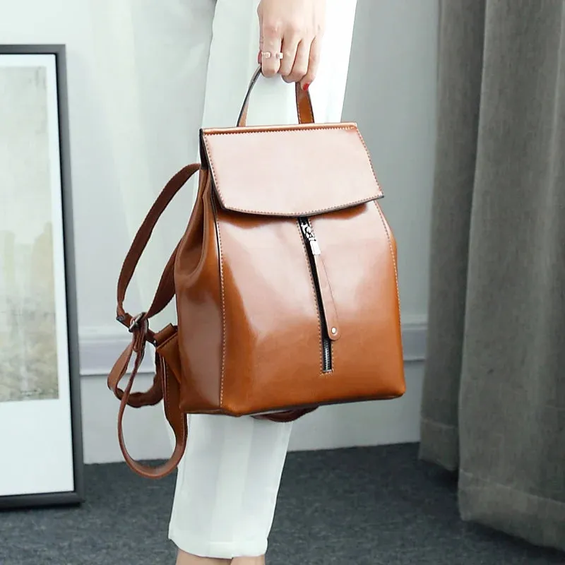 Split Leather Women Vintage Backpack