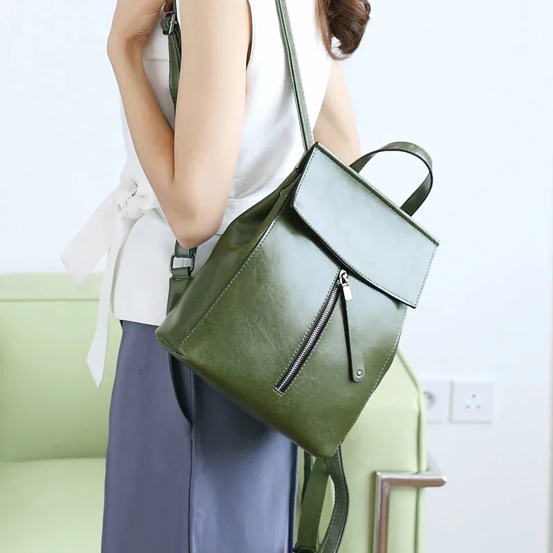 Split Leather Women Vintage Backpack