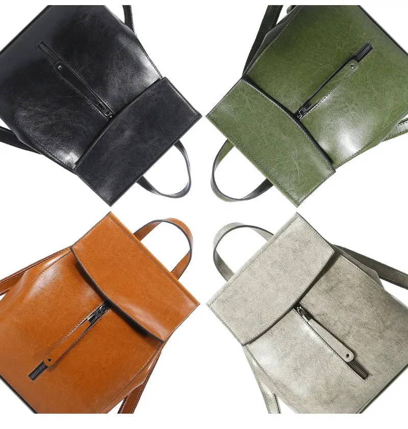 Split Leather Women Vintage Backpack