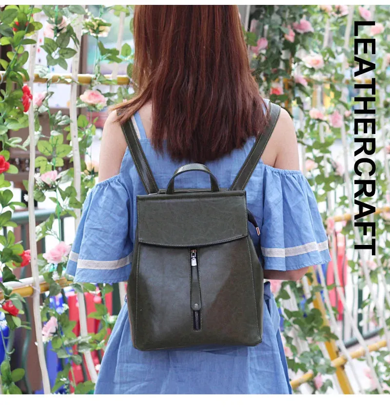 Split Leather Women Vintage Backpack