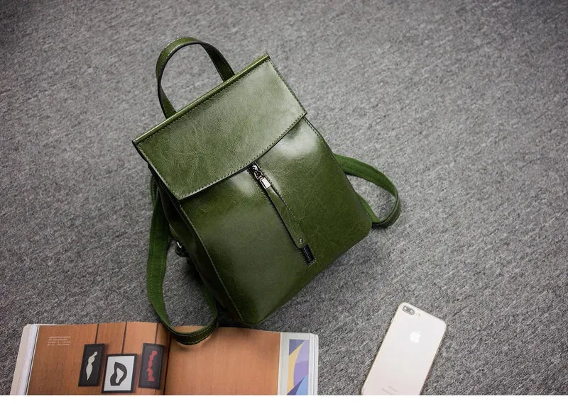 Split Leather Women Vintage Backpack