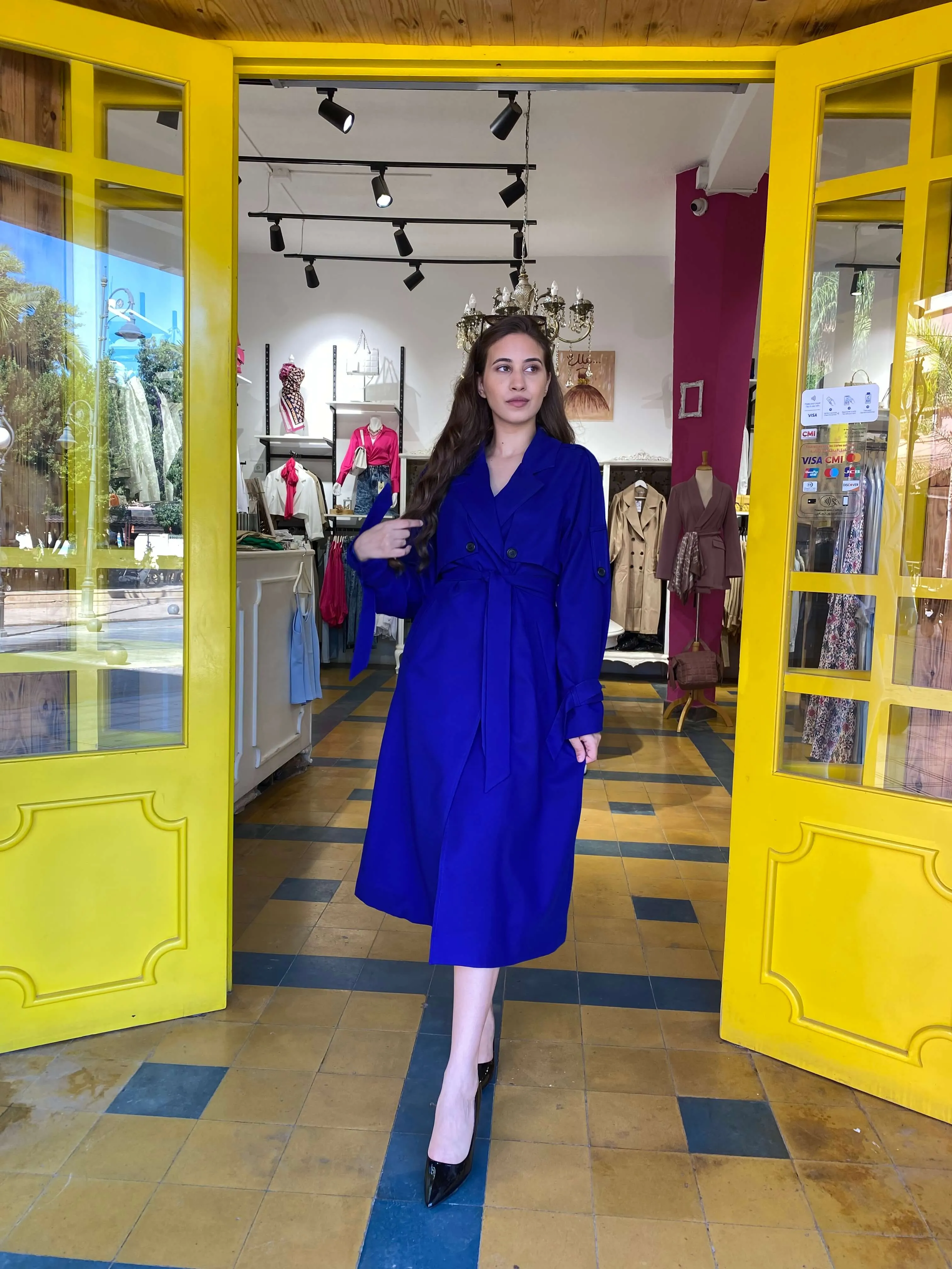 Trench oversize en bleu roi