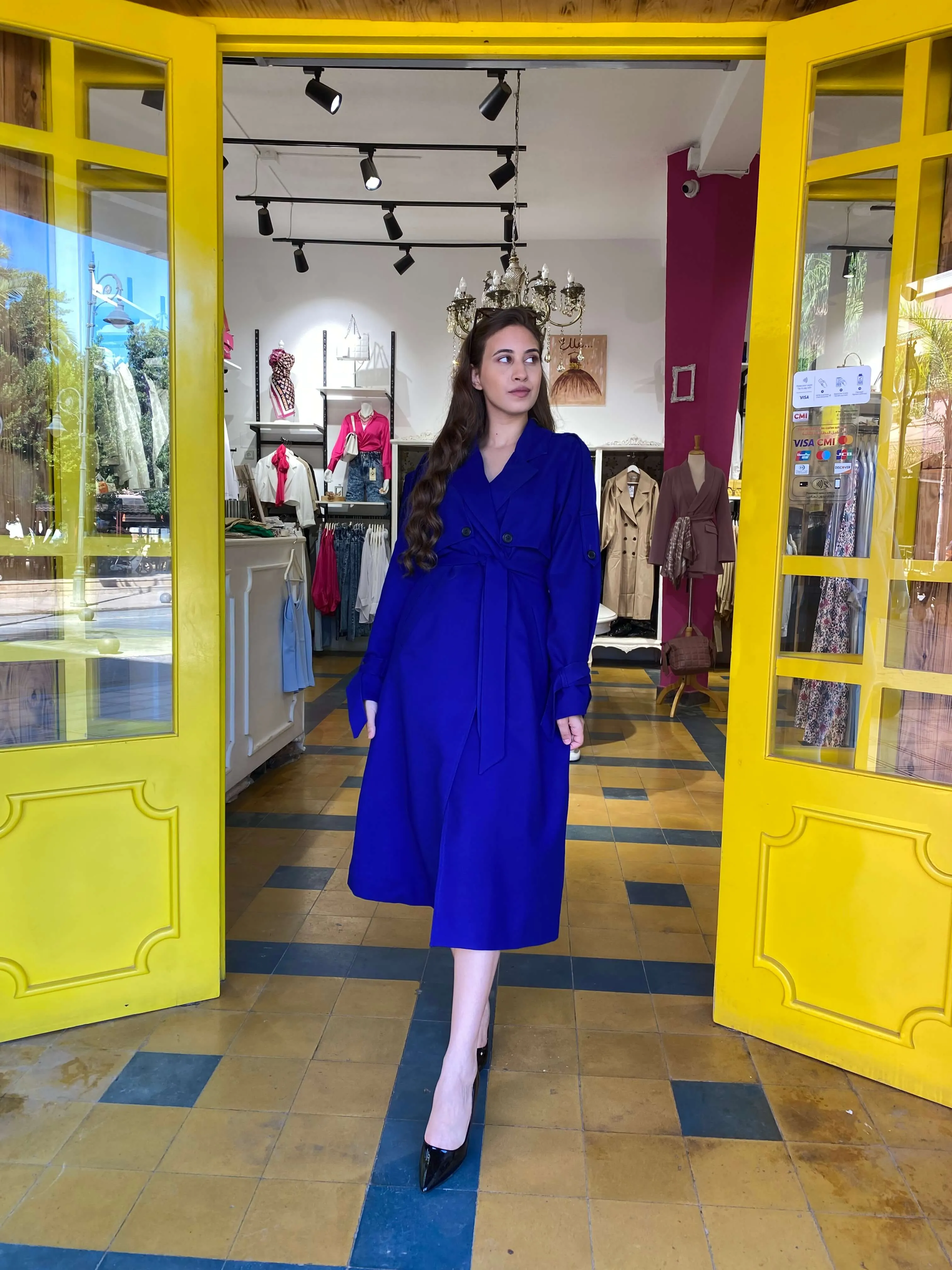Trench oversize en bleu roi