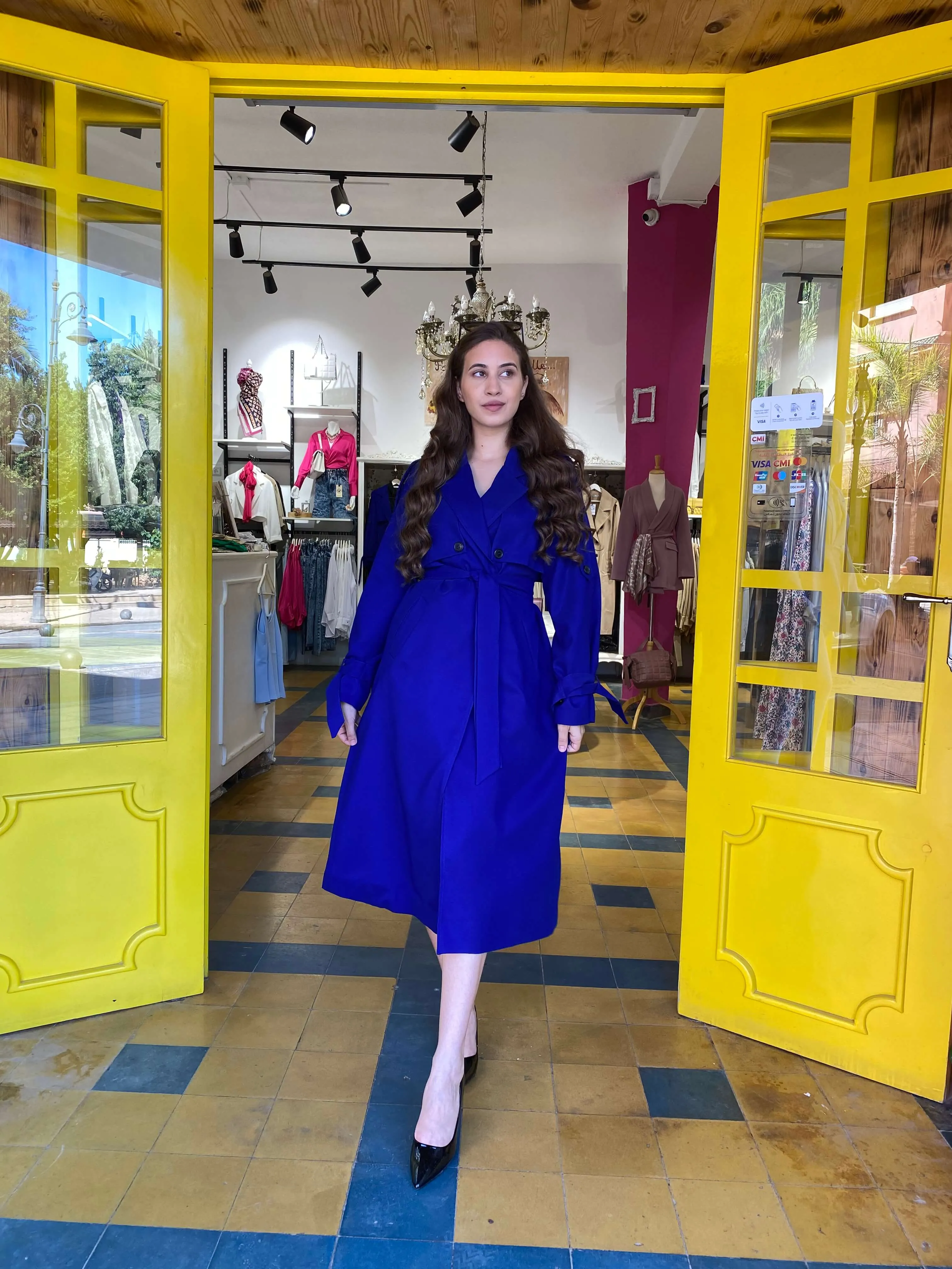 Trench oversize en bleu roi
