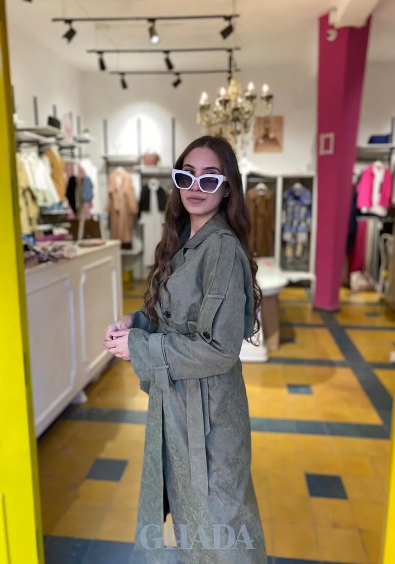 Trench oversize en vert militaire