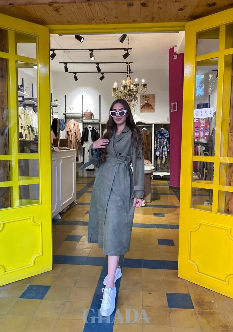 Trench oversize en vert militaire